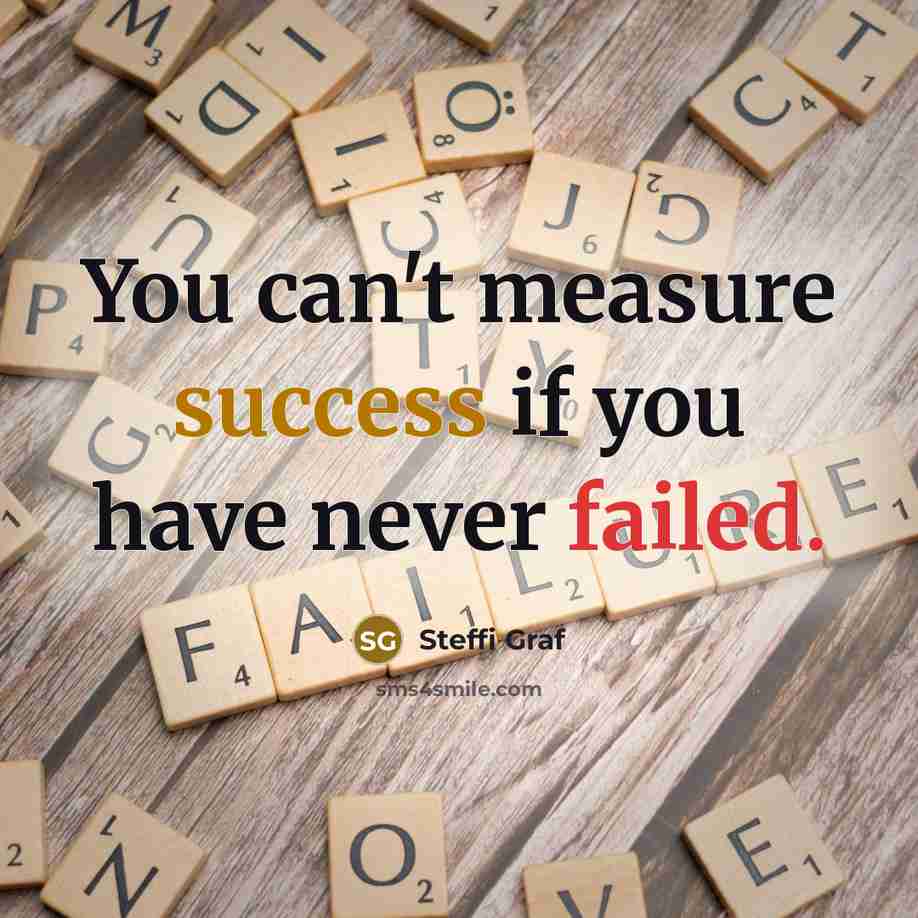 “You can't measure success if you have never failed.…” quote by Steffi Graf