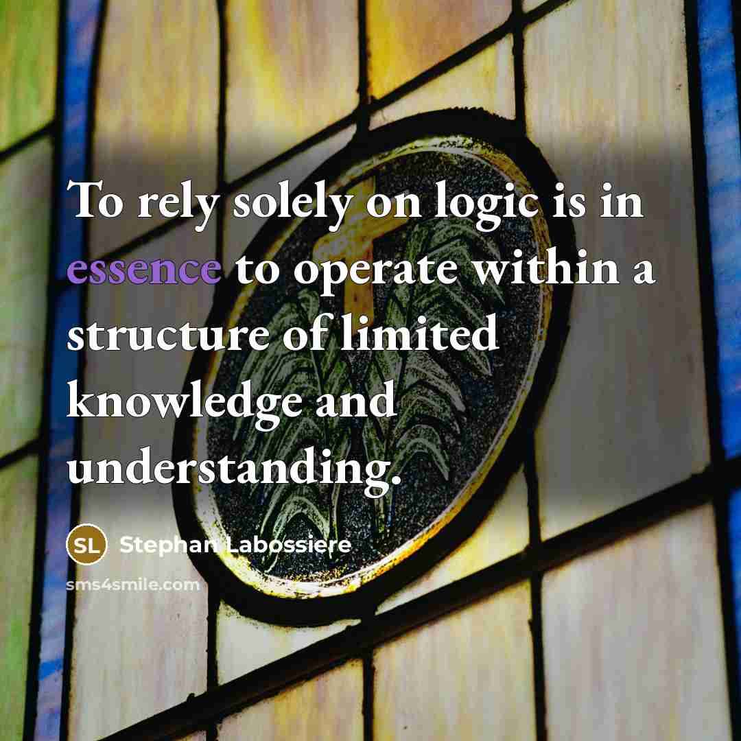 “To rely solely on logic is in essence to operate…” quote by Stephan Labossiere
