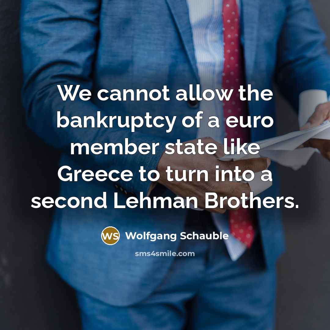 “We cannot allow the bankruptcy of a euro member state…” quote by Wolfgang Schauble