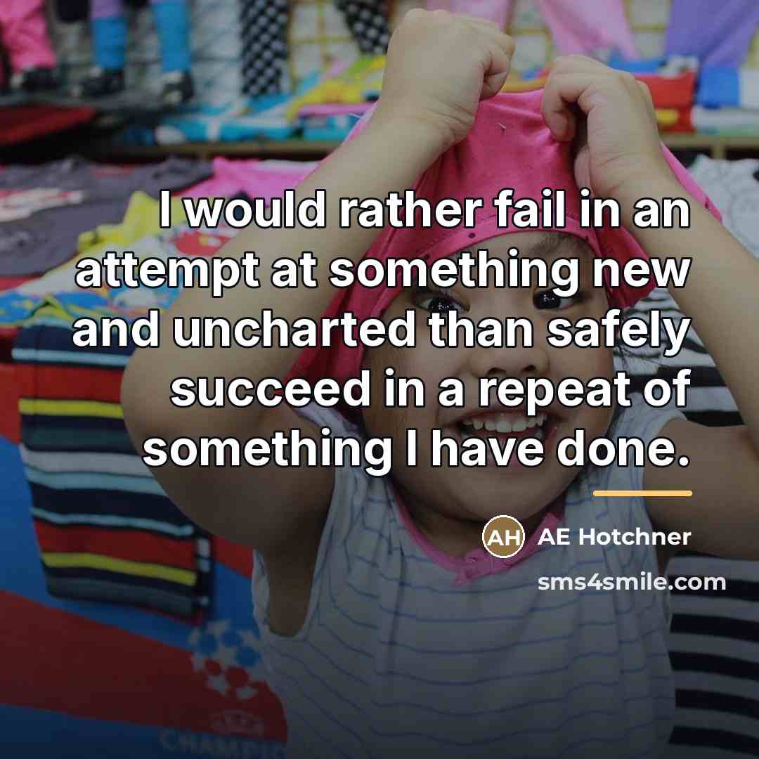 “I would rather fail in an attempt at something new…” quote by AE Hotchner