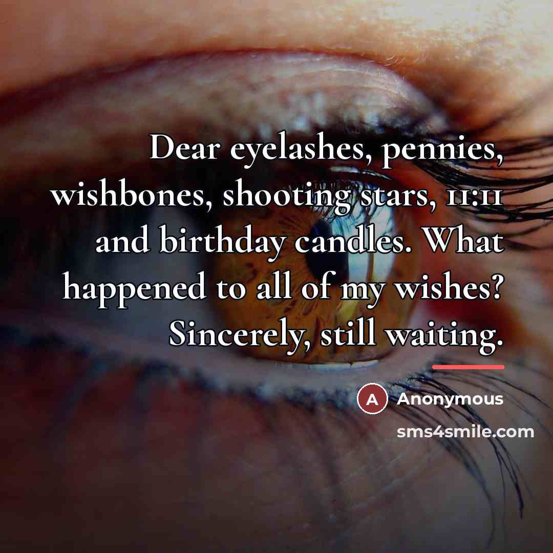 “Dear eyelashes, pennies, wishbones, shooting stars, 11:11 and birthday candles.…” quote by Anonymous