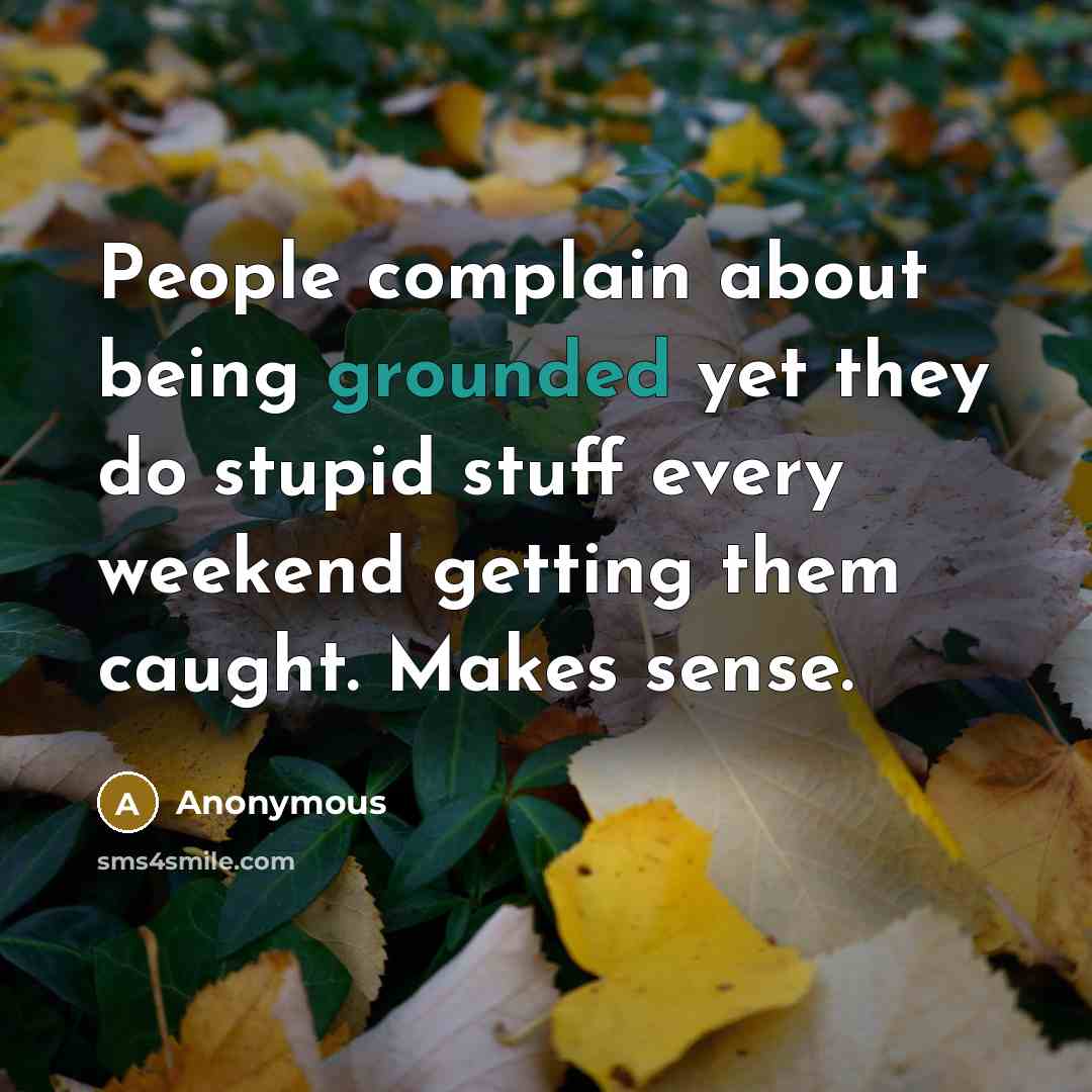 “People complain about being grounded yet they do stupid stuff every weekend getting them caught. Makes sense.” quote by Anonymous