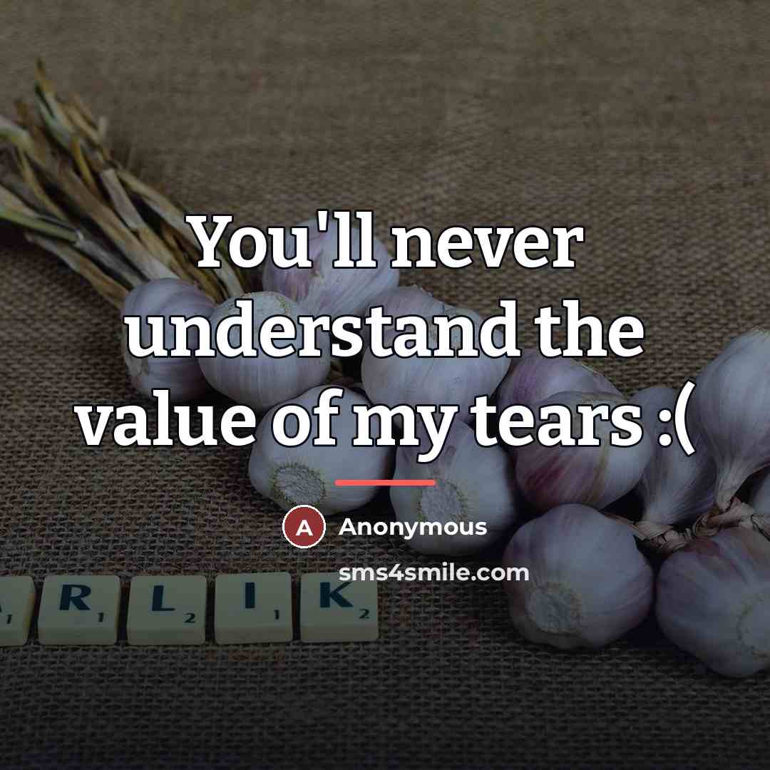 “You'll never understand the value of my tears :(…” quote by Anonymous