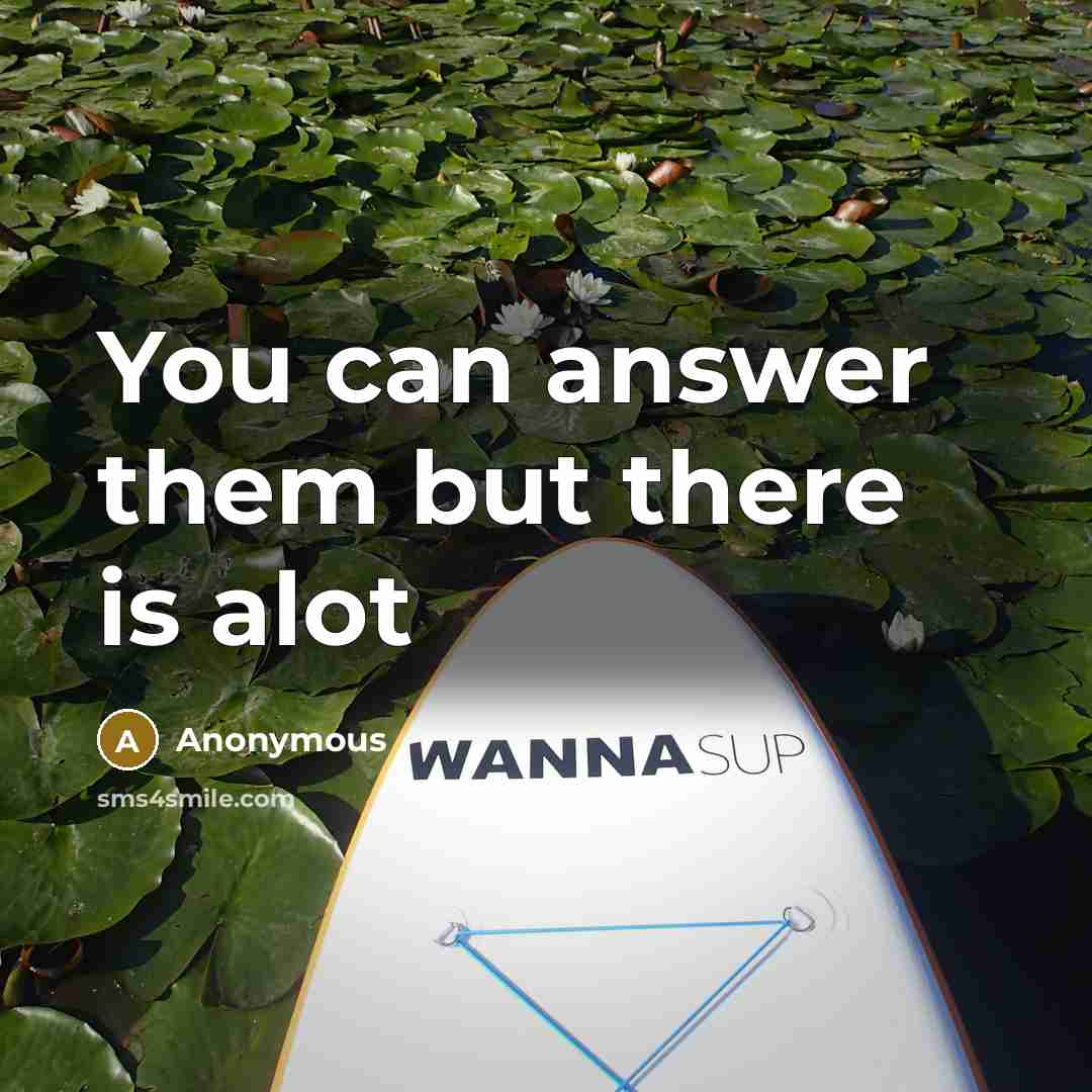 “You can answer them but there is alot…” quote by Anonymous