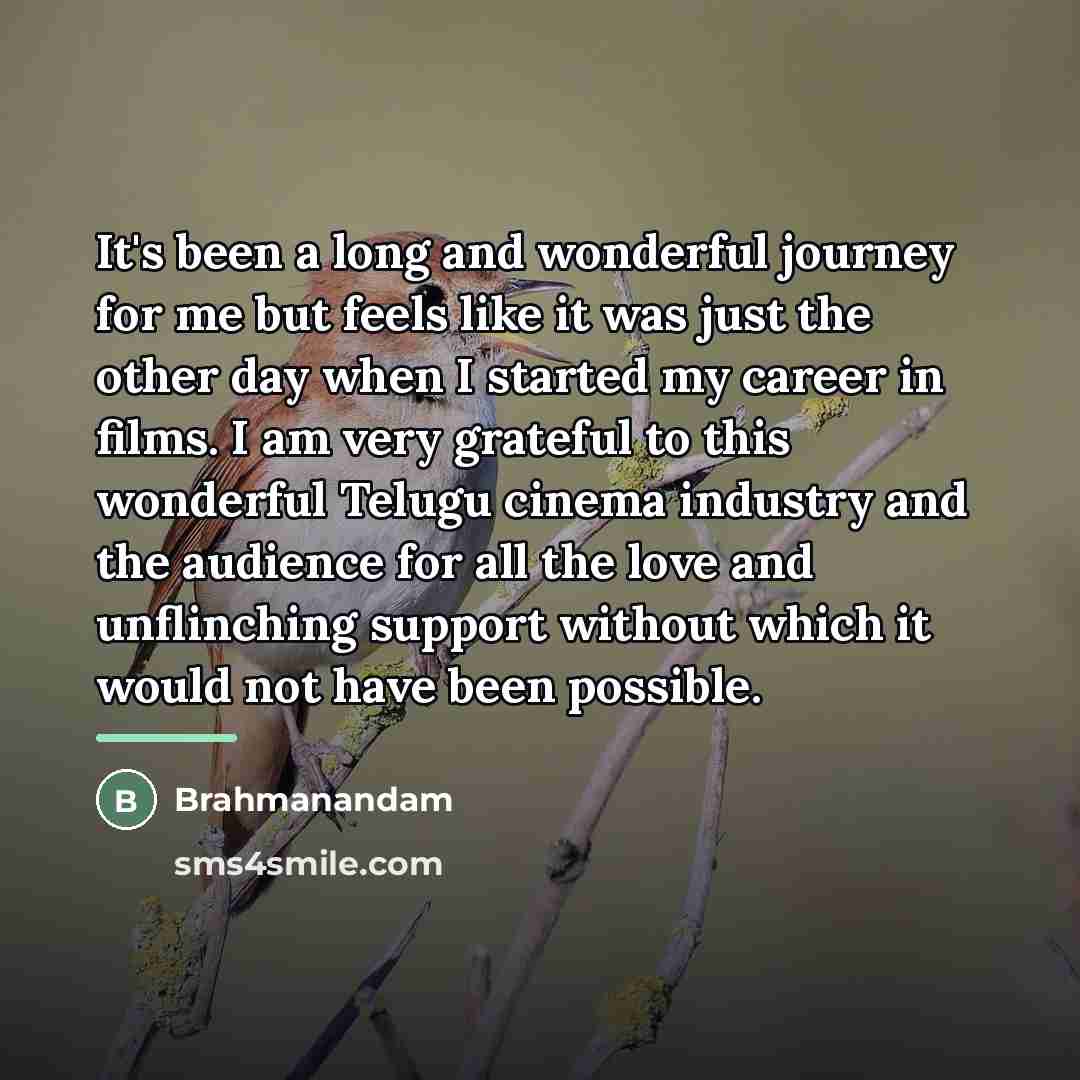 “It's been a long and wonderful journey for me but…” quote by Brahmanandam