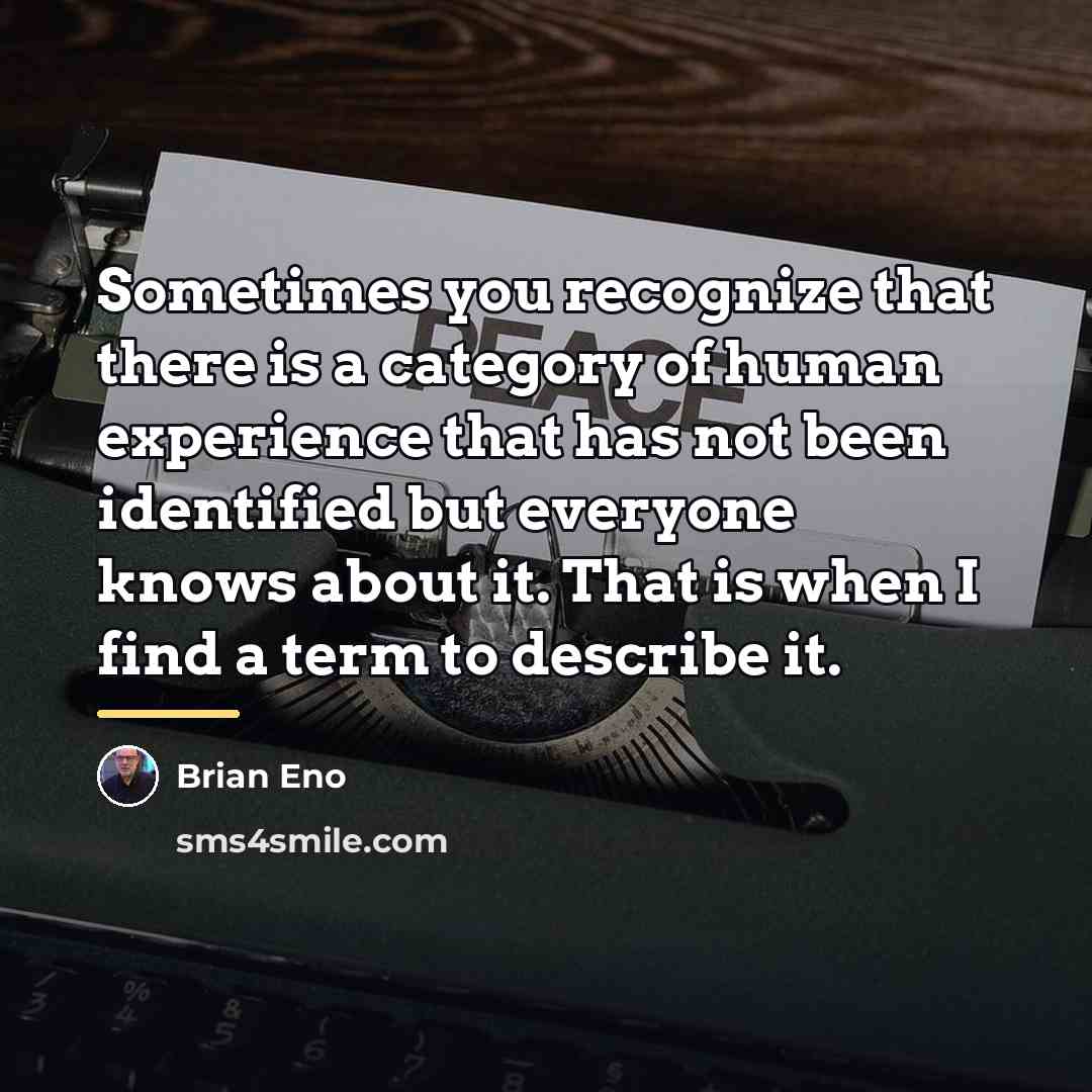 “Sometimes you recognize that there is a category of human…” quote by Brian Eno