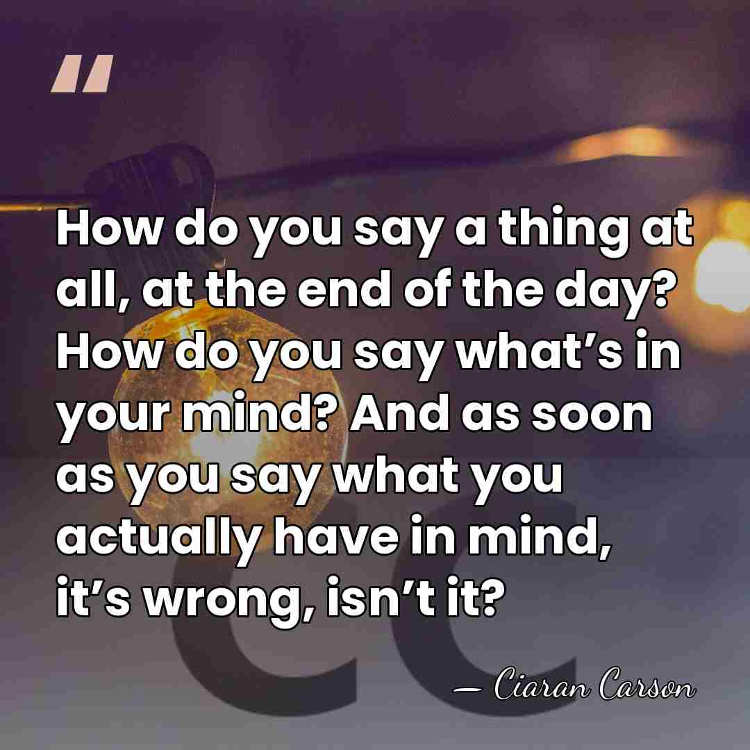 How do you say a thing at all, at the end of&hellip; - Ciaran Carson
