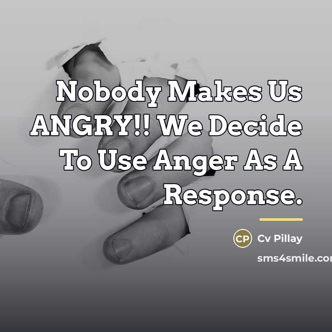“Nobody Makes Us ANGRY!! We Decide To Use Anger As…” quote by Cv Pillay