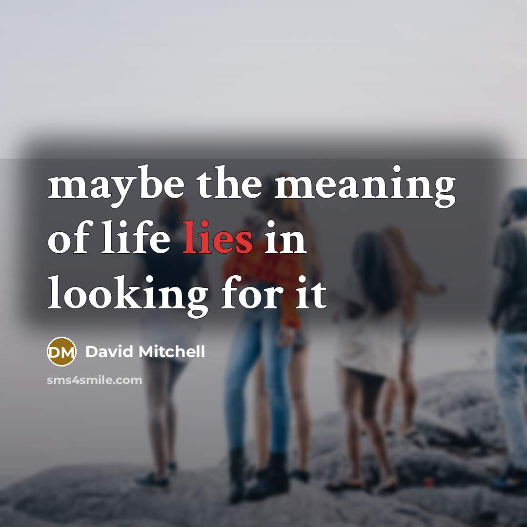 “maybe the meaning of life lies in looking for it…” quote by David Mitchell