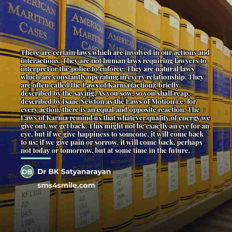 “There are certain laws which are involved in our actions…” quote by Dr BK Satyanarayan