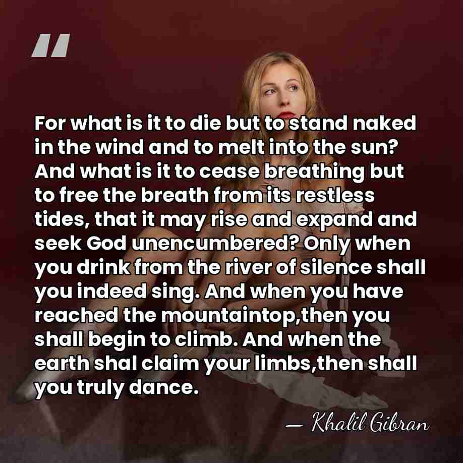 For what is it to die but to stand naked in the&hellip; - Khalil Gibran