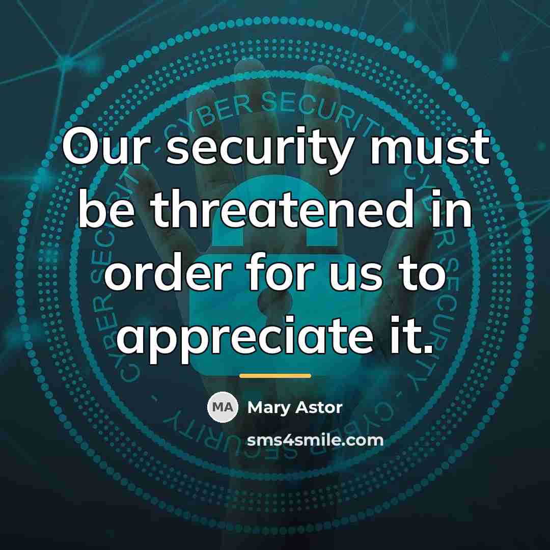 “Our security must be threatened in order for us to…” quote by Mary Astor