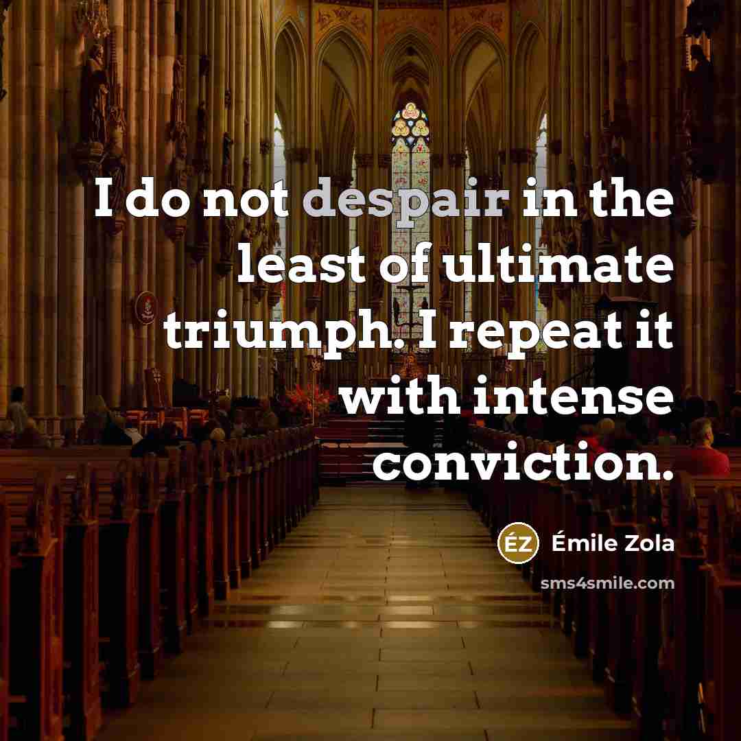 “I do not despair in the least of ultimate triumph.…” quote by Emile Zola