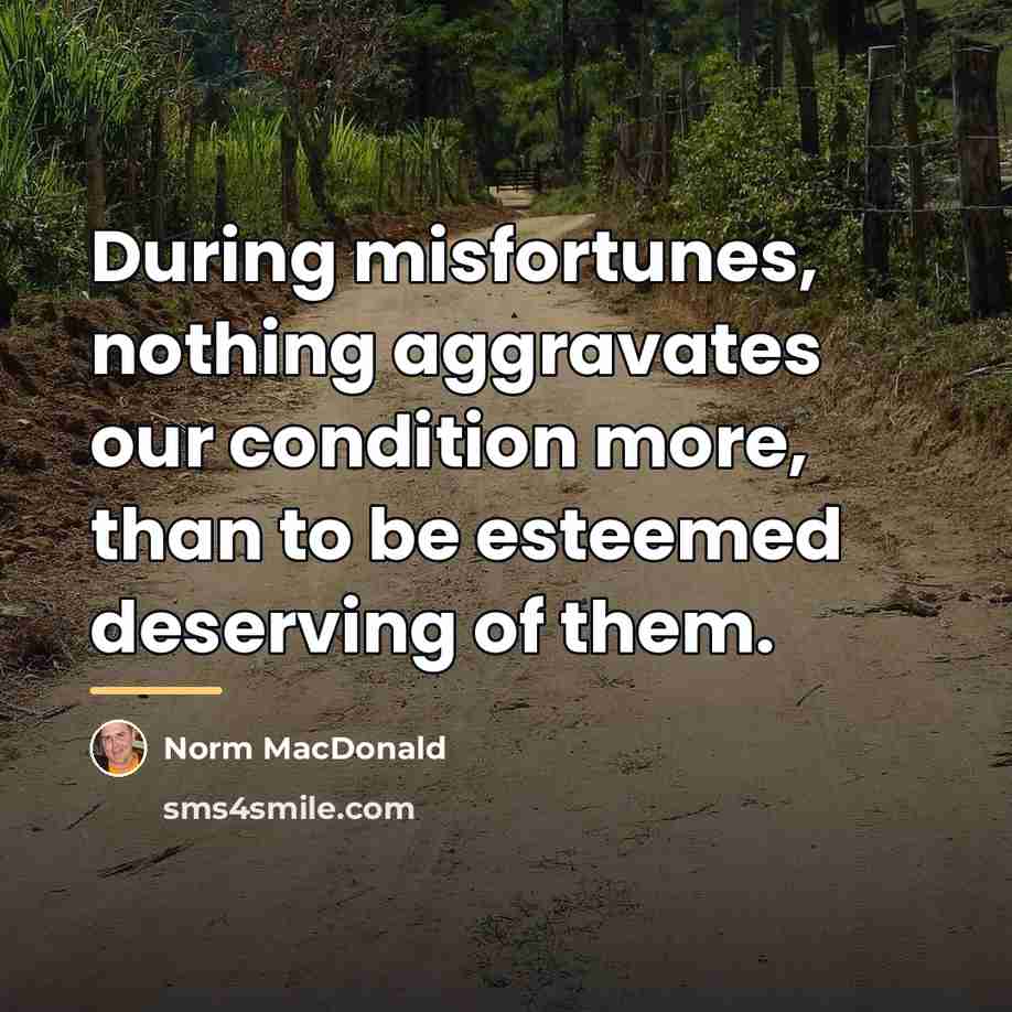 “During misfortunes, nothing aggravates our condition more, than to be…” quote by Norm MacDonald