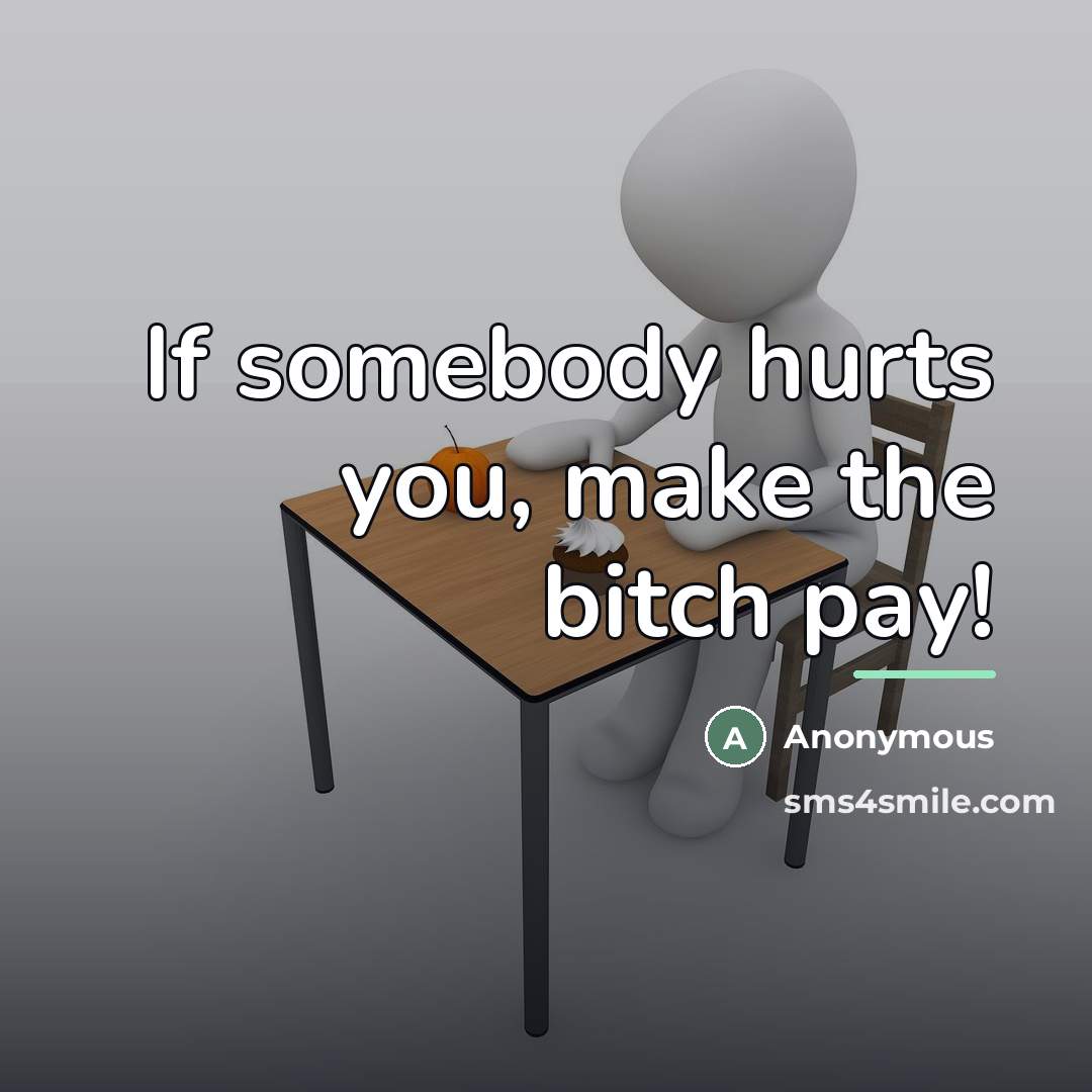 “If somebody hurts you, make the bitch pay!…” quote by Anonymous