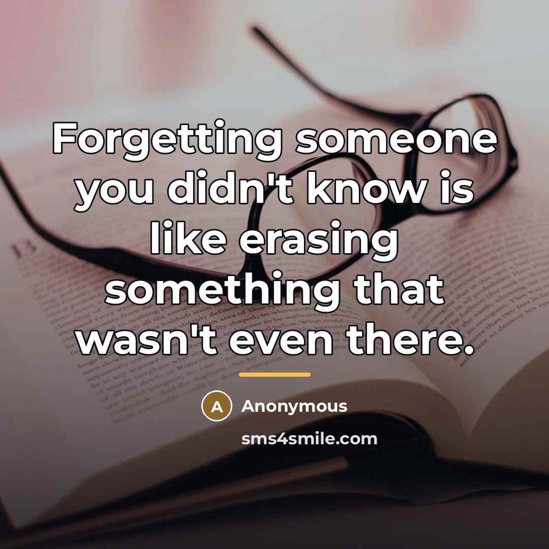 “Forgetting someone you didn't know is like erasing something that…” quote by Anonymous