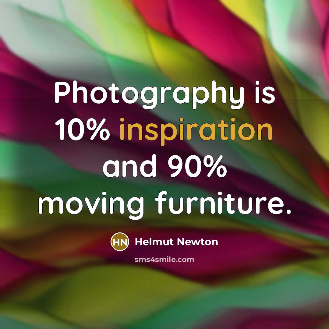“Photography is 10% inspiration and 90% moving furniture.…” quote by Helmut Newton