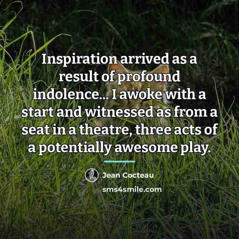 “Inspiration arrived as a result of profound indolence... I awoke…” quote by Jean Cocteau