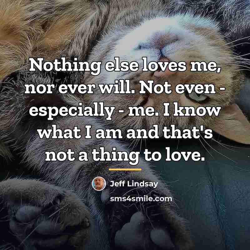 “Nothing else loves me, nor ever will. Not even -…” quote by Jeff Lindsay
