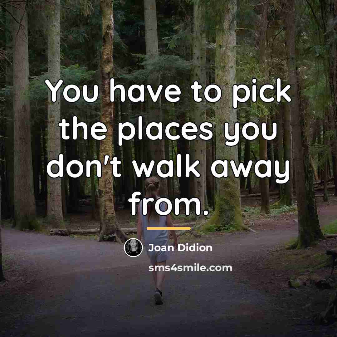 “You have to pick the places you don't walk away…” quote by Joan Didion