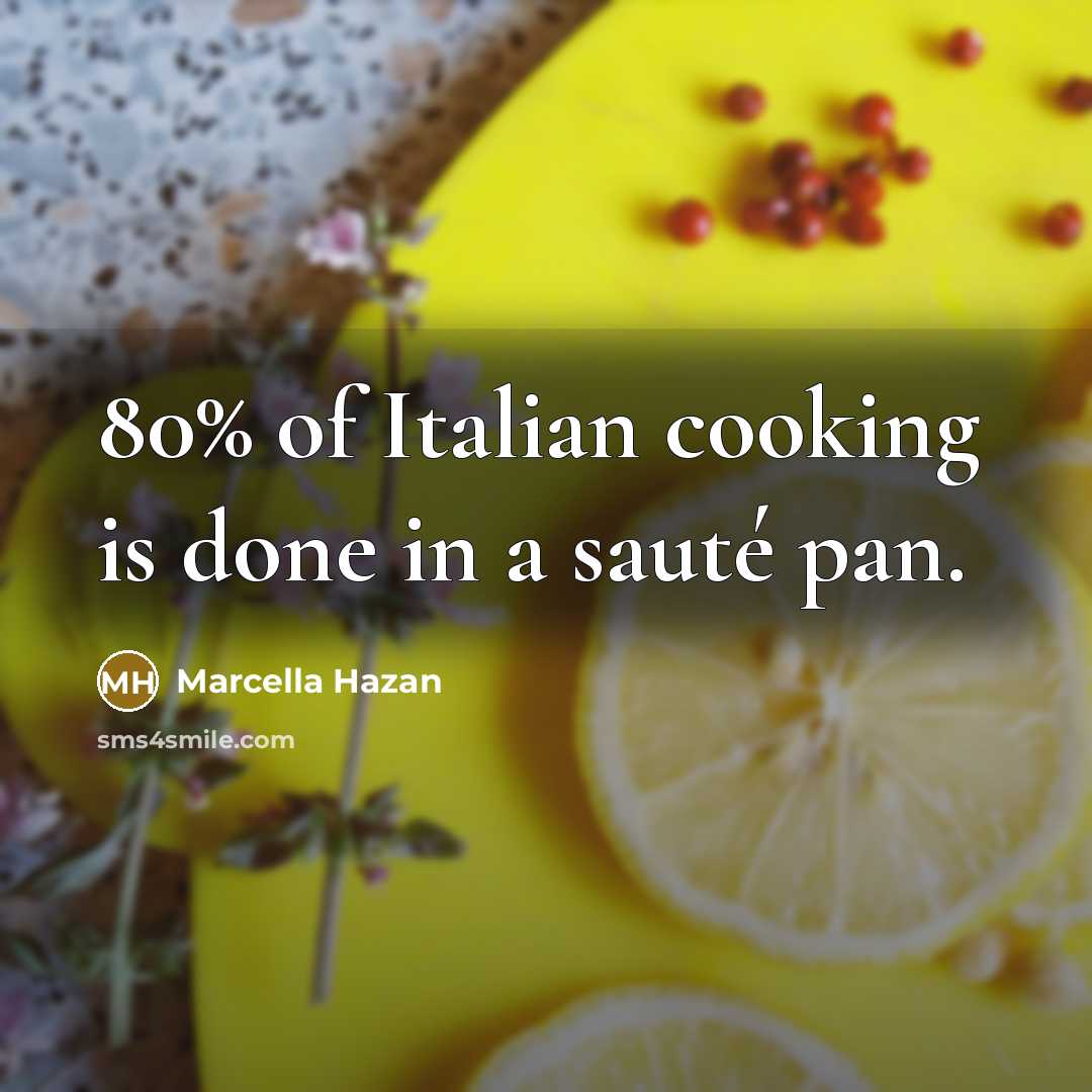 “80% of Italian cooking is done in a sauté pan.…” quote by Marcella Hazan