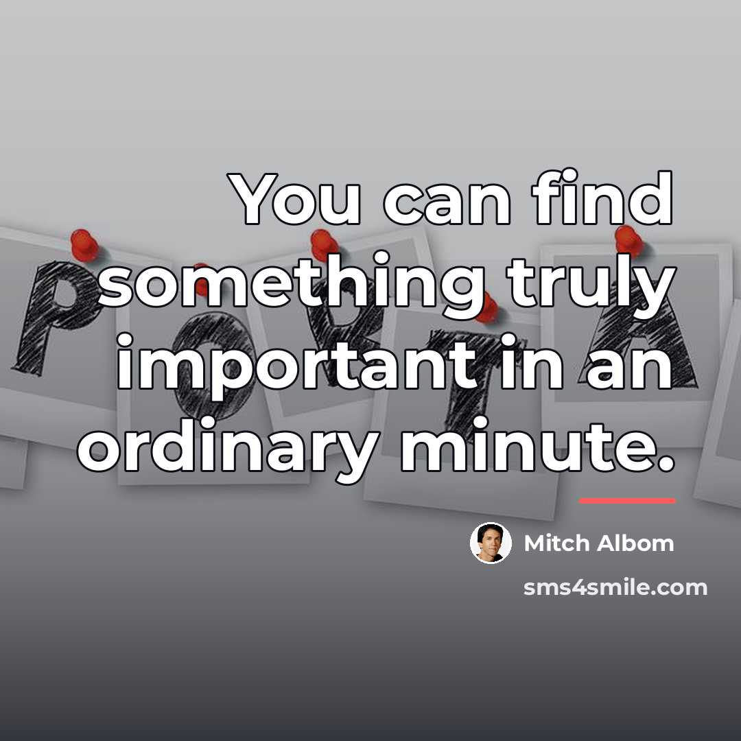 “You can find something truly important in an ordinary minute.…” quote by Mitch Albom