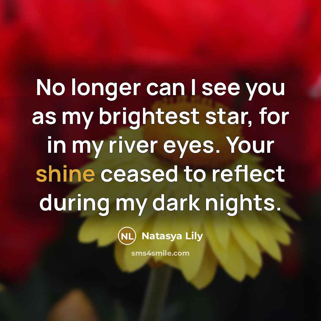 “No longer can I see you as my brightest star,…” quote by Natasya Lily