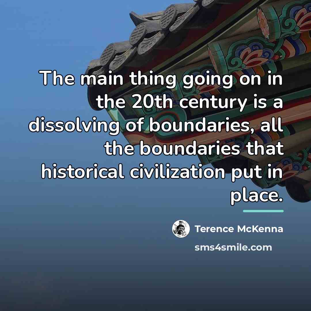 “The main thing going on in the 20th century is…” quote by Terence McKenna