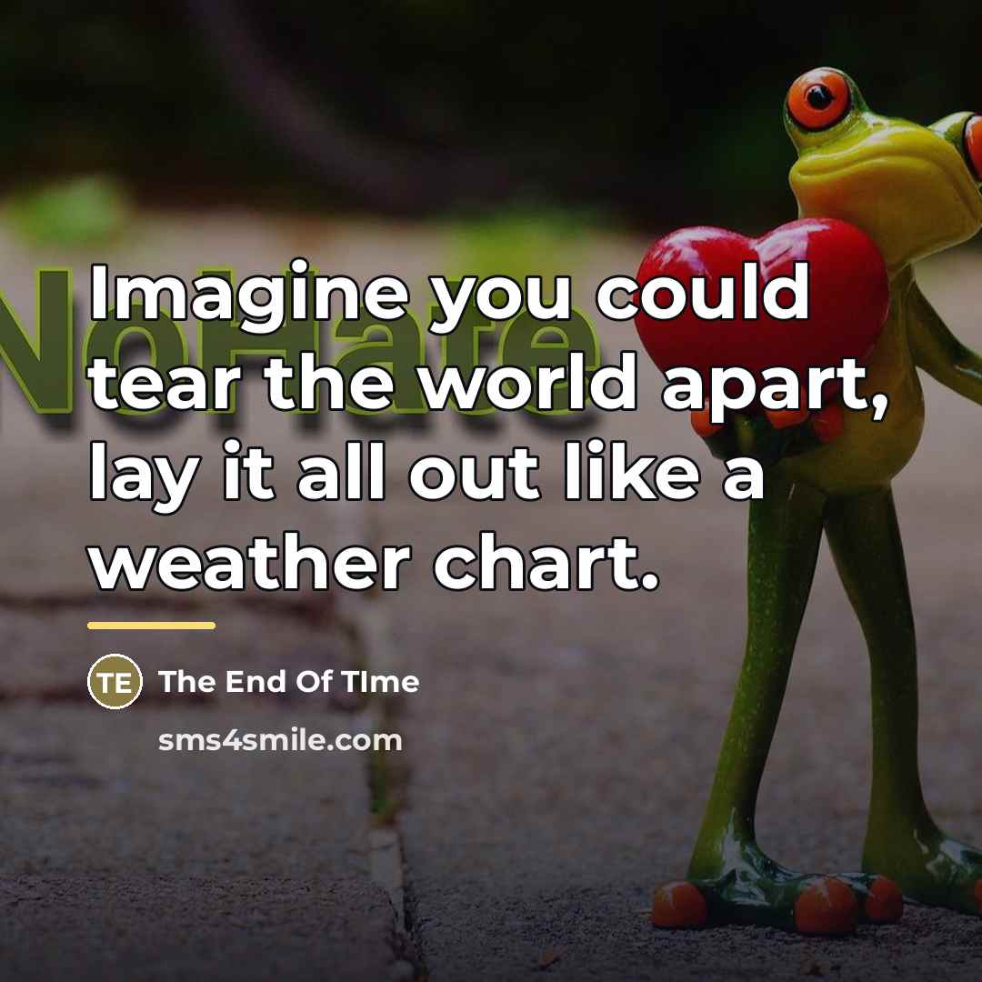 “Imagine you could tear the world apart, lay it all out like a weather chart.” quote by The End Of TIme