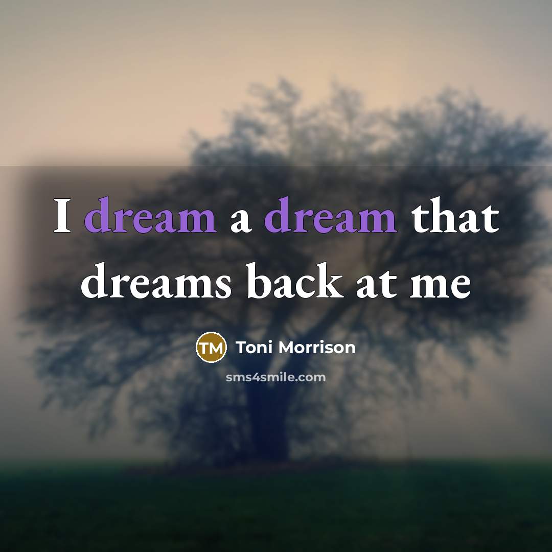 “I dream a dream that dreams back at me…” quote by Toni Morrison