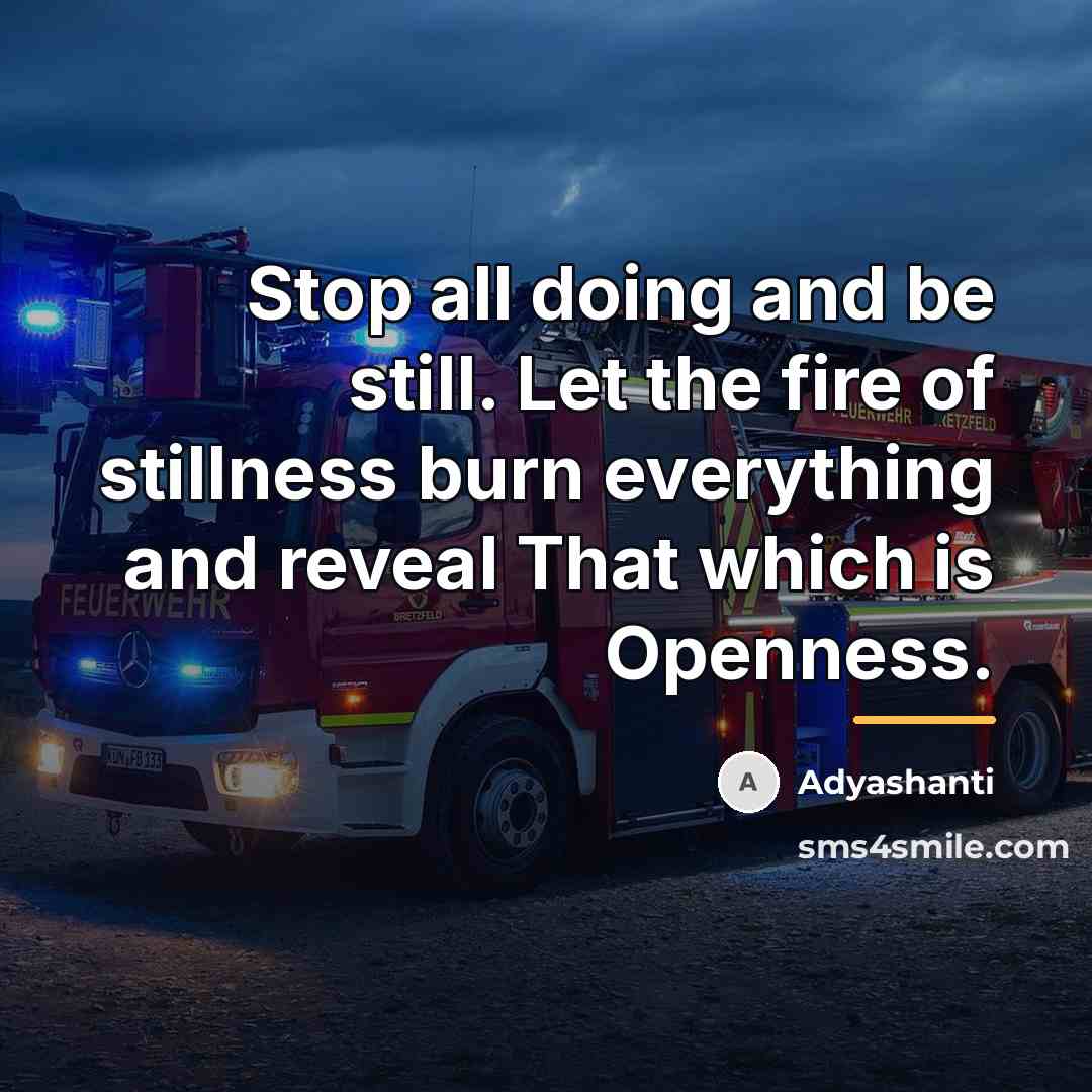 “Stop all doing and be still. Let the fire of…” quote by Adyashanti