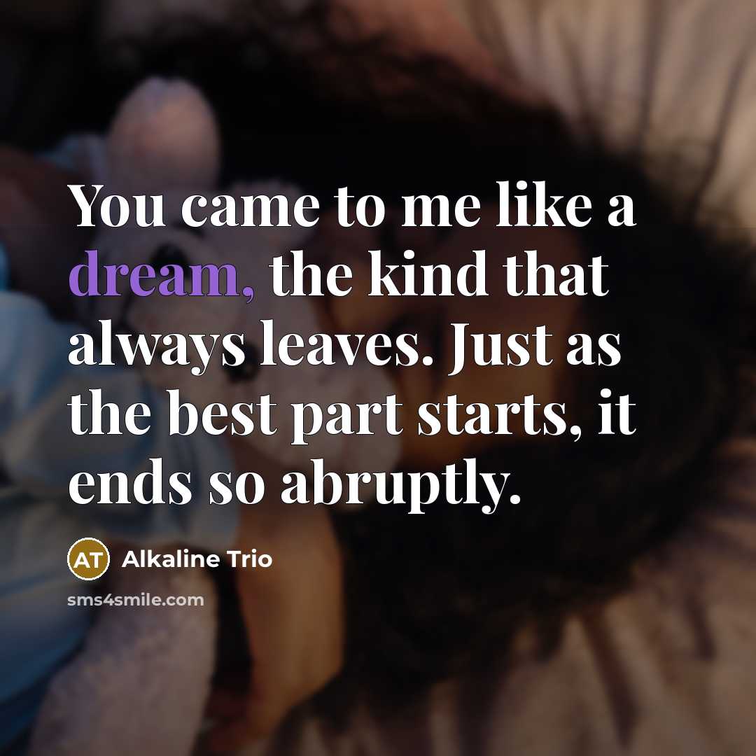 “You came to me like a dream, the kind that…” quote by Alkaline Trio
