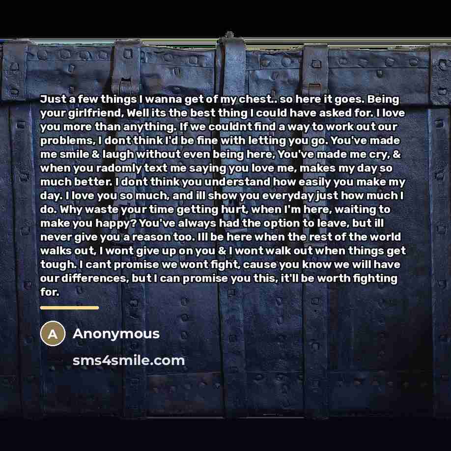 “Just a few things I wanna get of my chest..…” quote by Anonymous