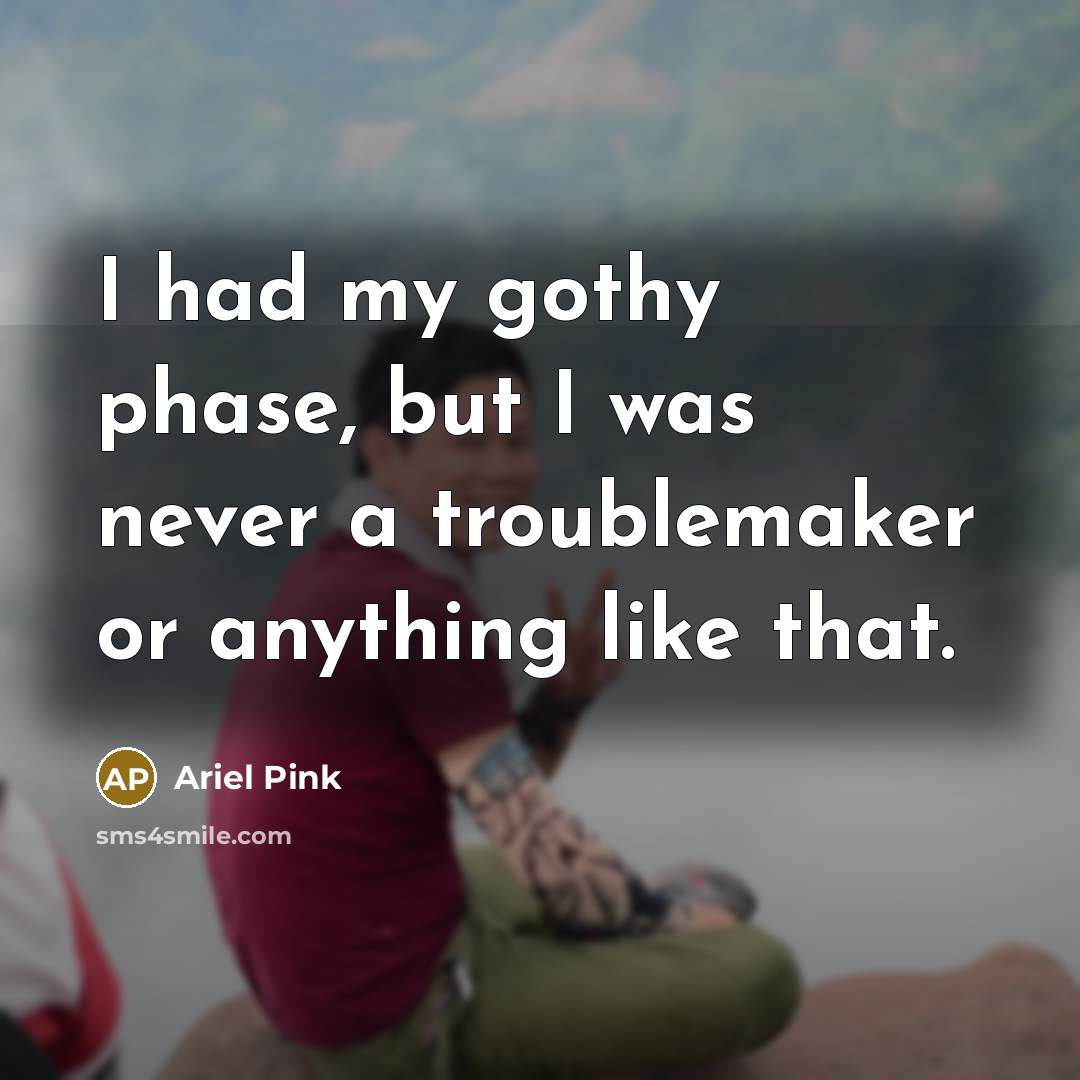 “I had my gothy phase, but I was never a troublemaker or anything like that.” quote by Ariel Pink