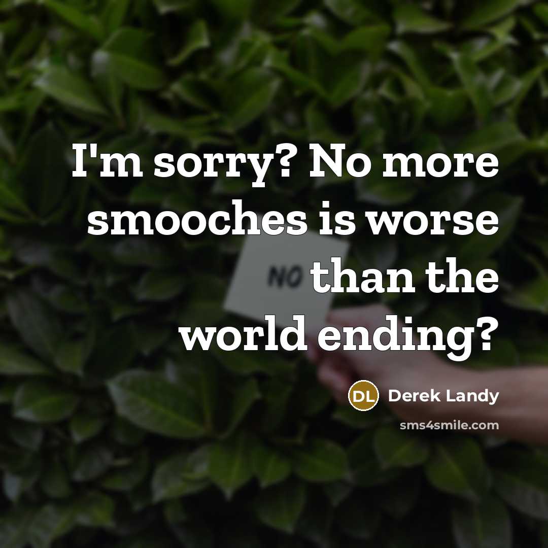 “I'm sorry? No more smooches is worse than the world…” quote by Derek Landy
