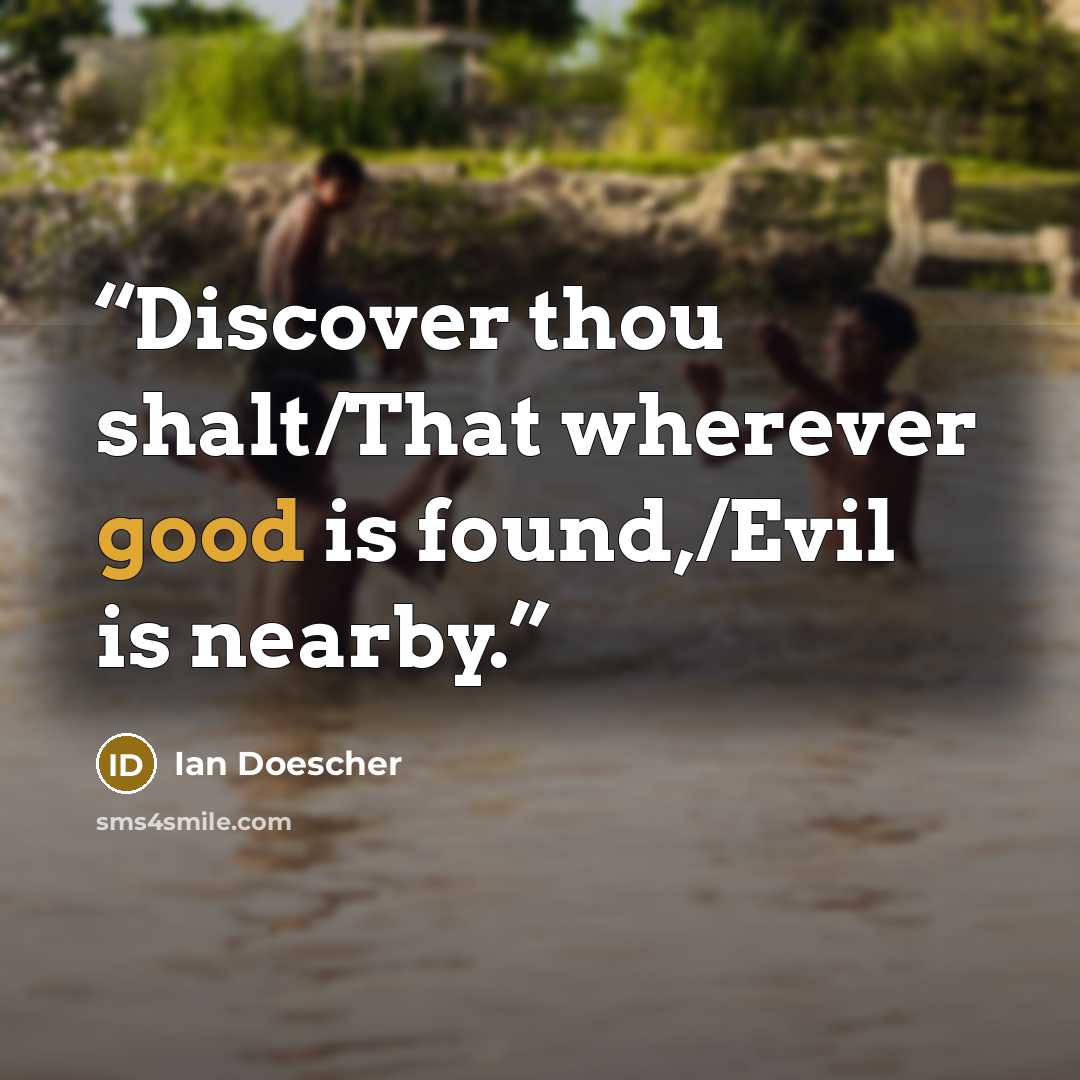 “Discover thou shalt/That wherever good is found,/Evil is nearby.” quote by Ian Doescher