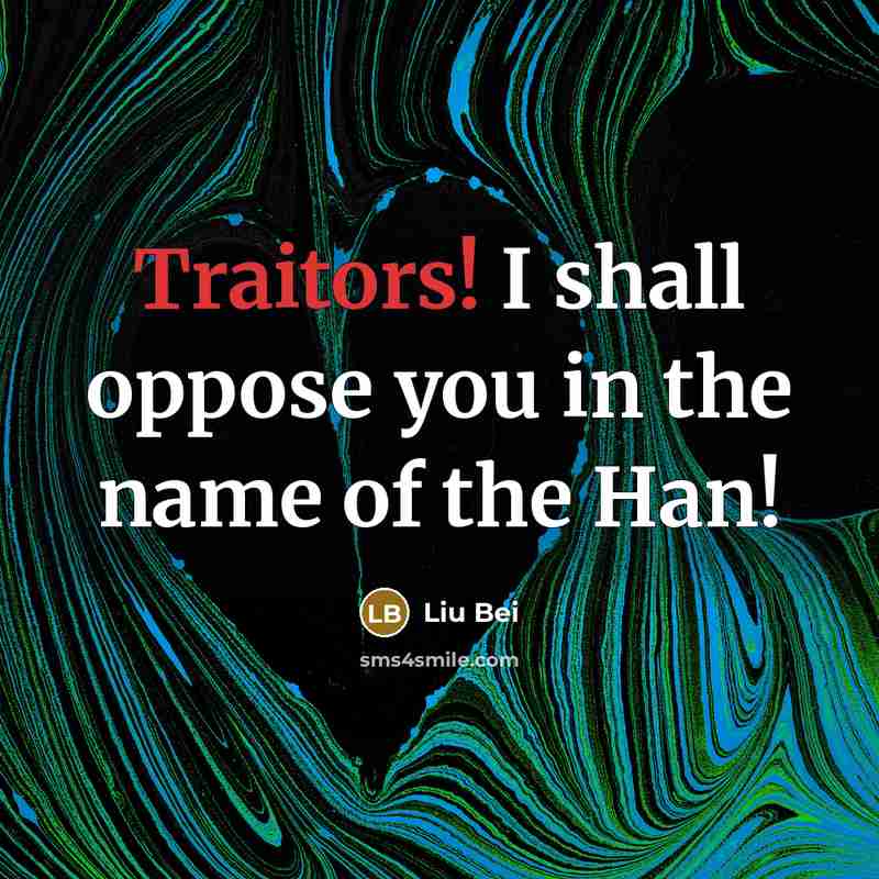 “Traitors! I shall oppose you in the name of the…” quote by Liu Bei