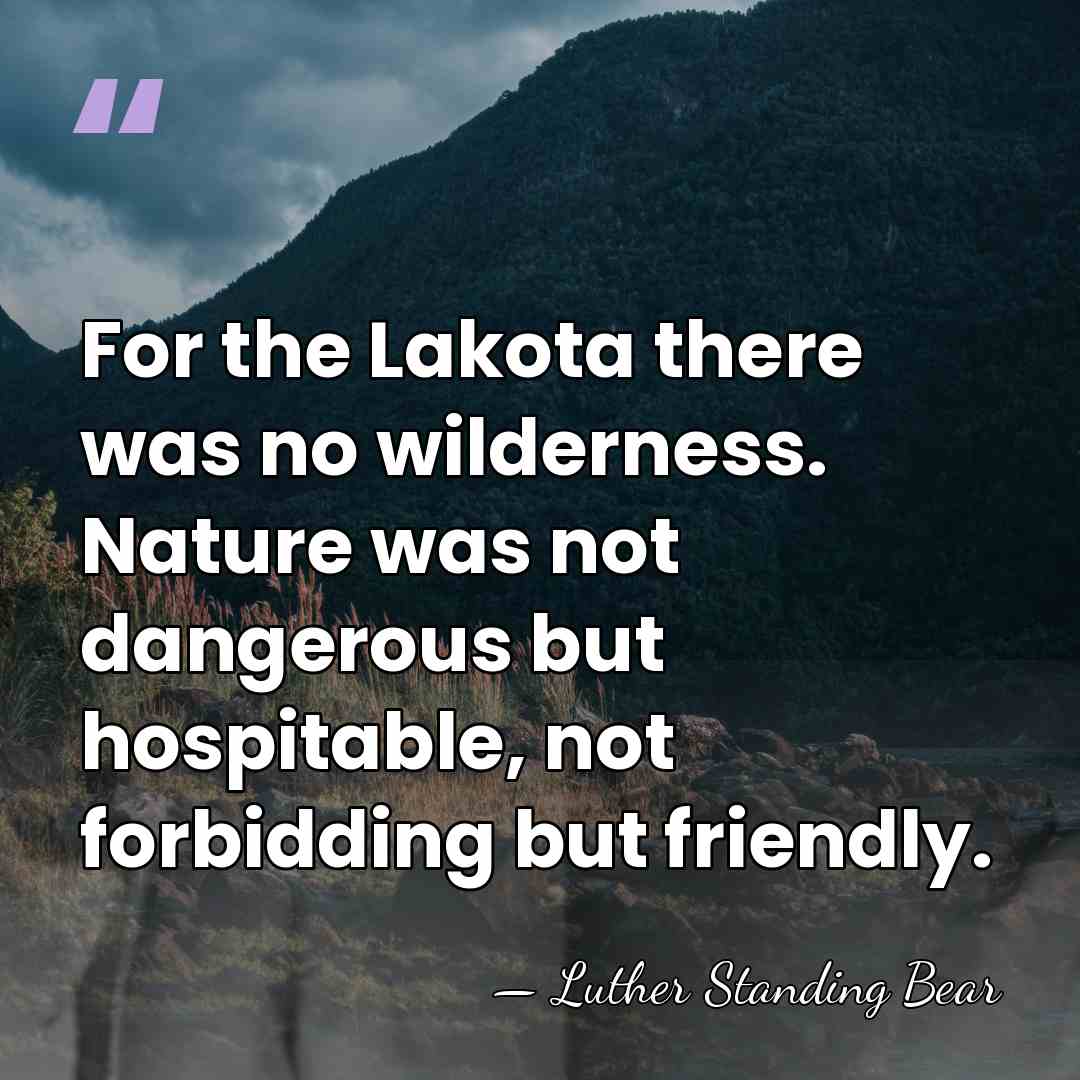 For the Lakota there was no wilderness. Nature was not dangerous but&hellip; - Luther Standing Bear