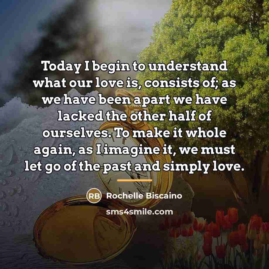 “Today I begin to understand what our love is, consists…” quote by Rochelle Biscaino