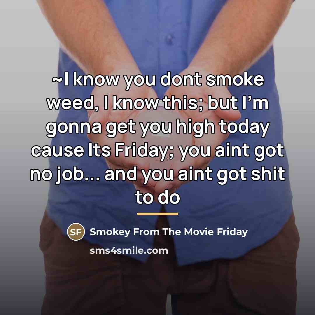 “~I know you dont smoke weed, I know this; but…” quote by Smokey From The Movie Friday