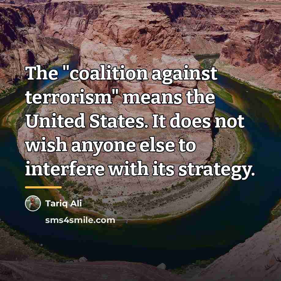 “The "coalition against terrorism" means the United States. It does…” quote by Tariq Ali