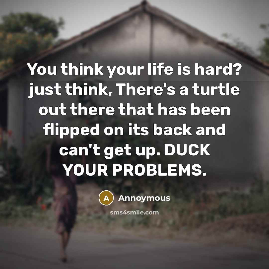 “You think your life is hard? just think, There's a…” quote by Annoymous