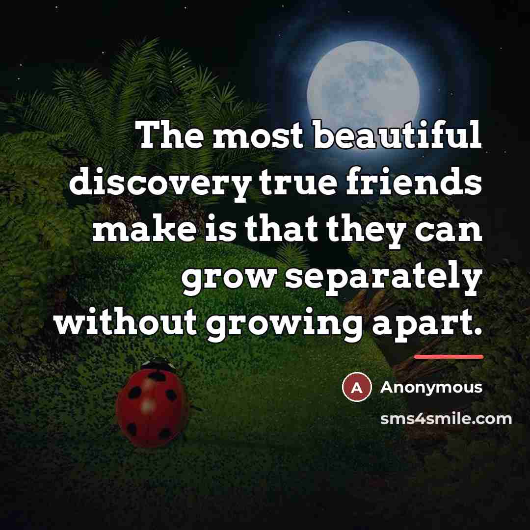 “The most beautiful discovery true friends make is that they…” quote by Anonymous