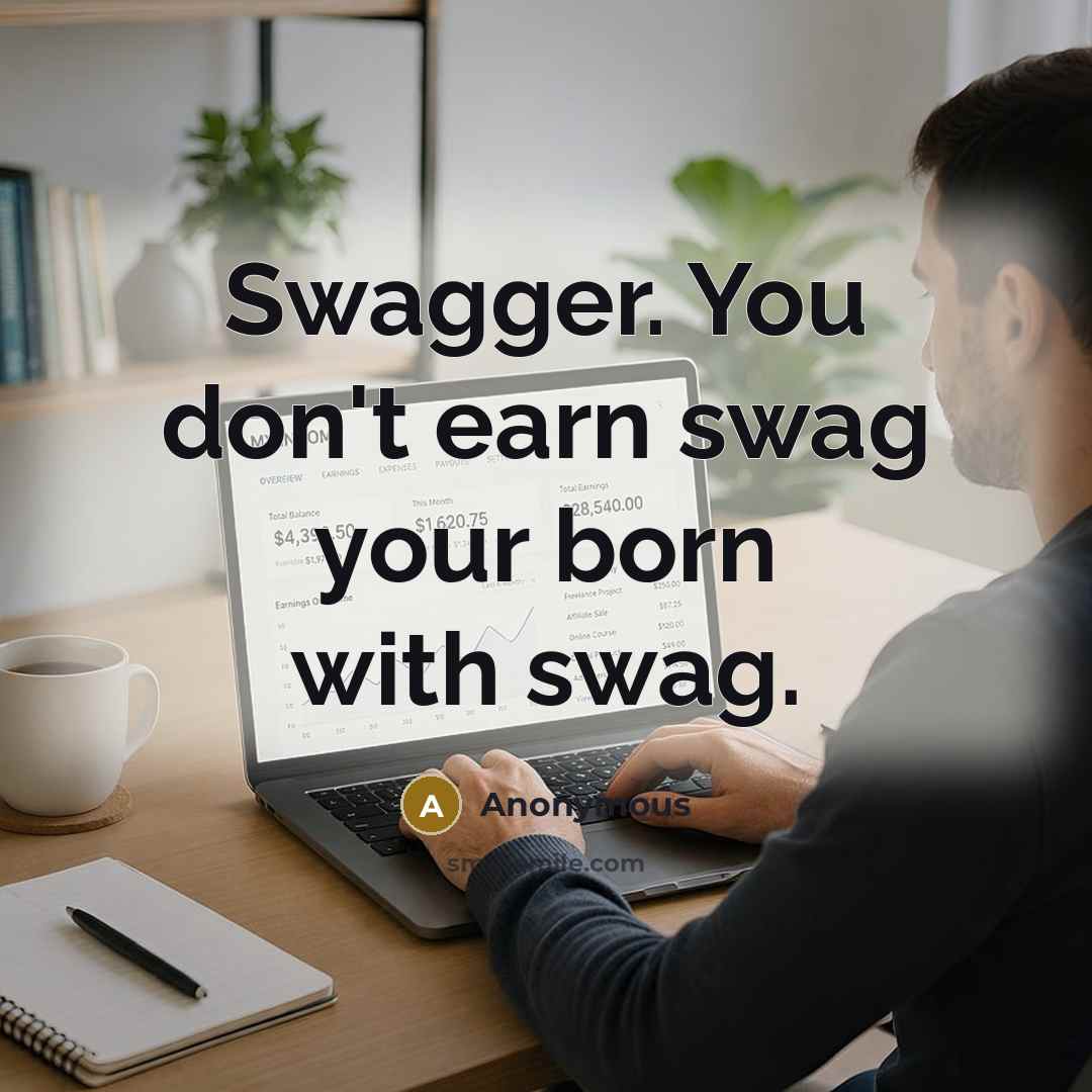“Swagger. You don't earn swag your born with swag.…” quote by Anonymous