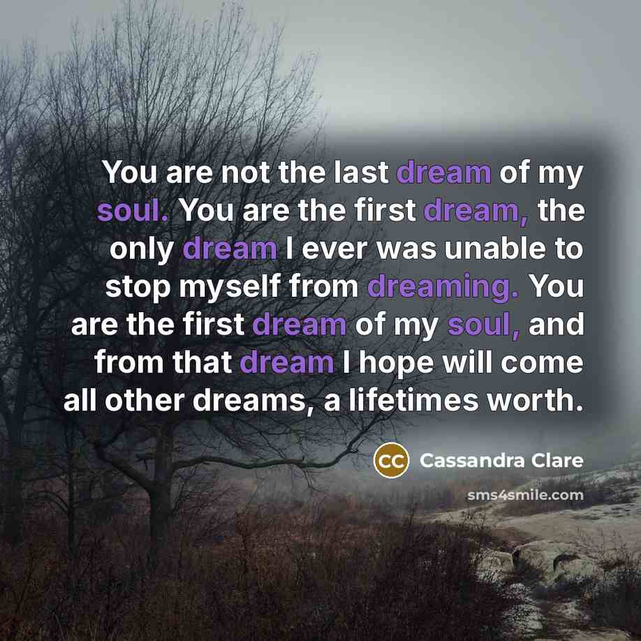 “You are not the last dream of my soul. You…” quote by Cassandra Clare
