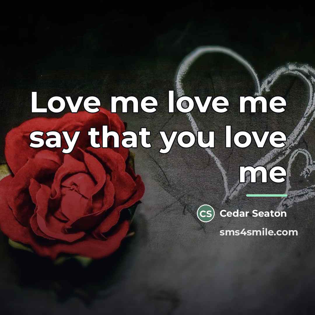 “Love me love me say that you love me…” quote by Cedar Seaton