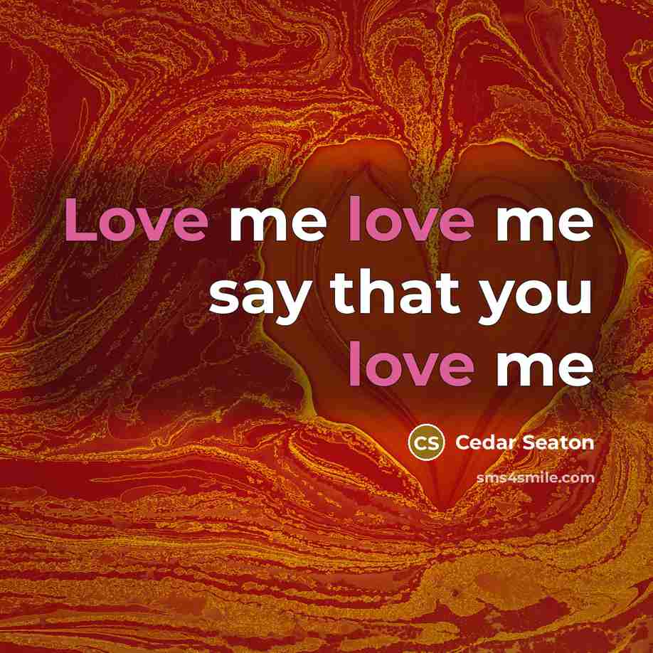“Love me love me say that you love me” quote by Cedar Seaton