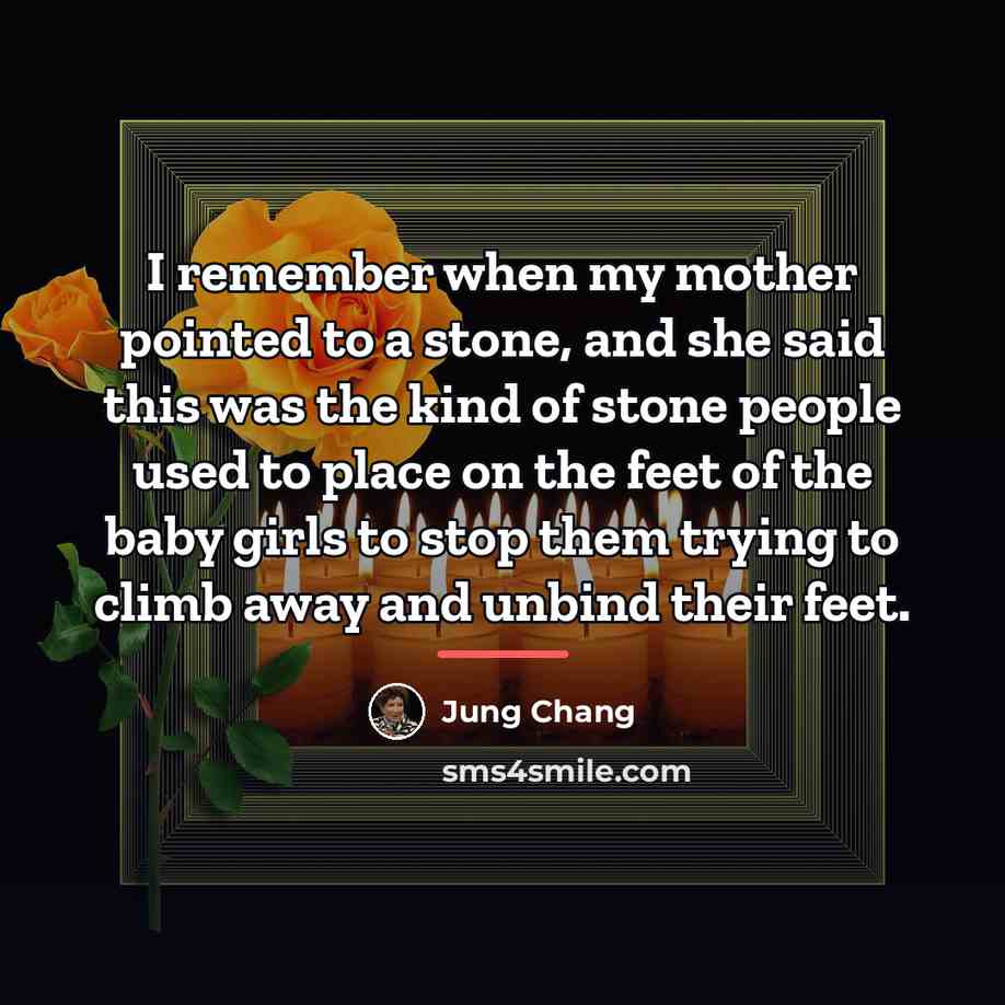 “I remember when my mother pointed to a stone, and…” quote by Jung Chang