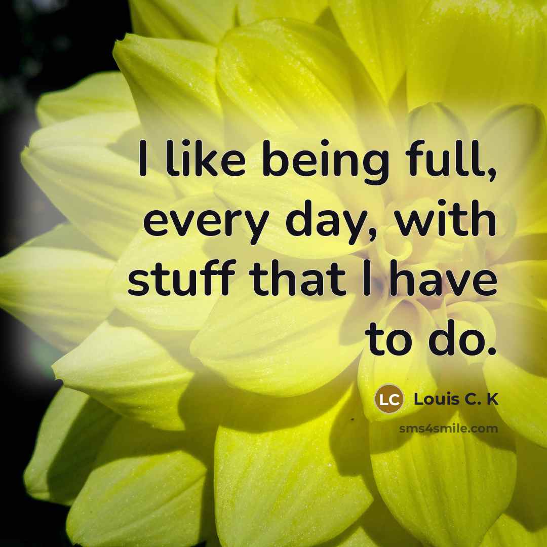 “I like being full, every day, with stuff that I…” quote by Louis C. K