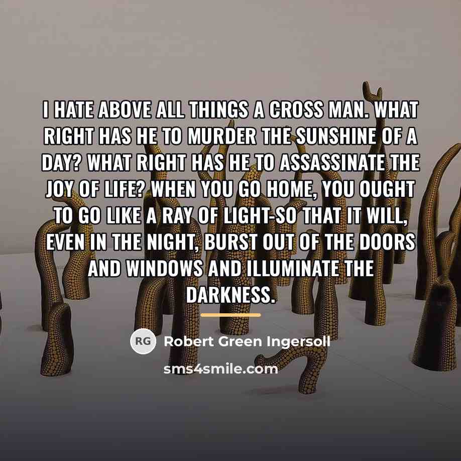 “I hate above all things a cross man. What right…” quote by Robert Green Ingersoll